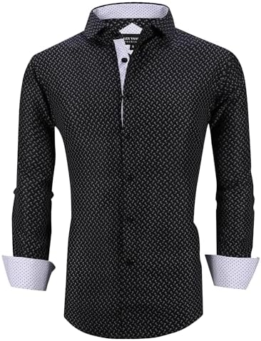 Alex Vando Mens Printed Dress Shirts Long Sleeve Regular Fit Button Down Shirt