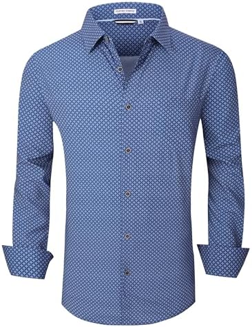 Alex Vando Mens Printed Dress Shirts Long Sleeve Regular Fit Button Down Shirt