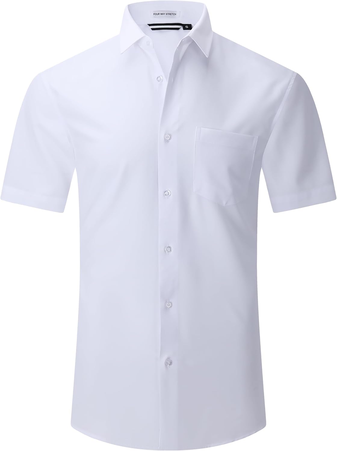 Alex Vando Mens Dress Shirts 4-Way Stretch Wrinkle Free Regular Fit Short Sleeve Men Button Down Shirt