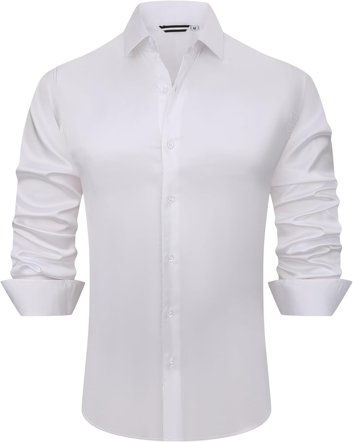 Alex Vando Mens Luxury Satin Dress Shirt Long Sleeve Silk Shiny Sateen Party Shirt