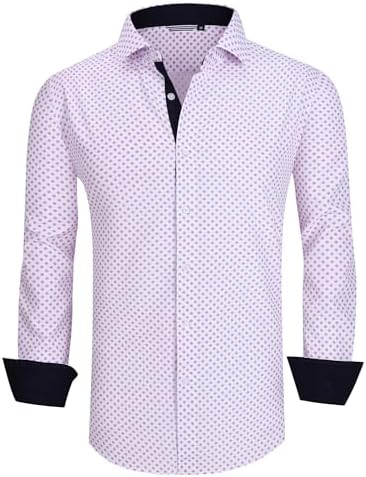 Alex Vando Mens Printed Dress Shirts Long Sleeve Regular Fit Button Down Shirt