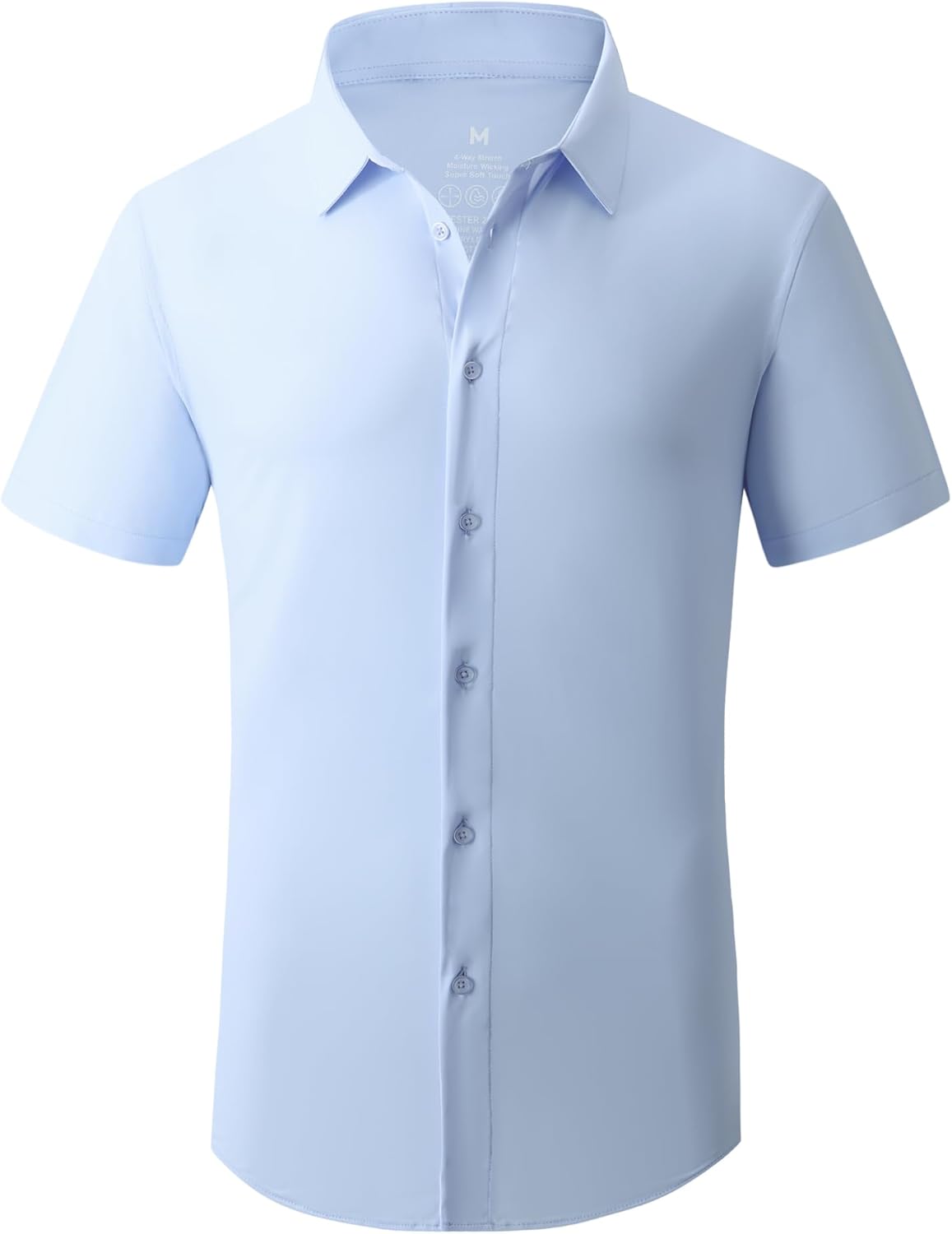 Alex Vando Mens Knitted Dress Shirts 8-Way Stretch Easy Care Solid Short Sleeve Shirt for Men