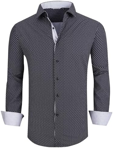 Alex Vando Mens Printed Dress Shirts Long Sleeve Regular Fit Button Down Shirt