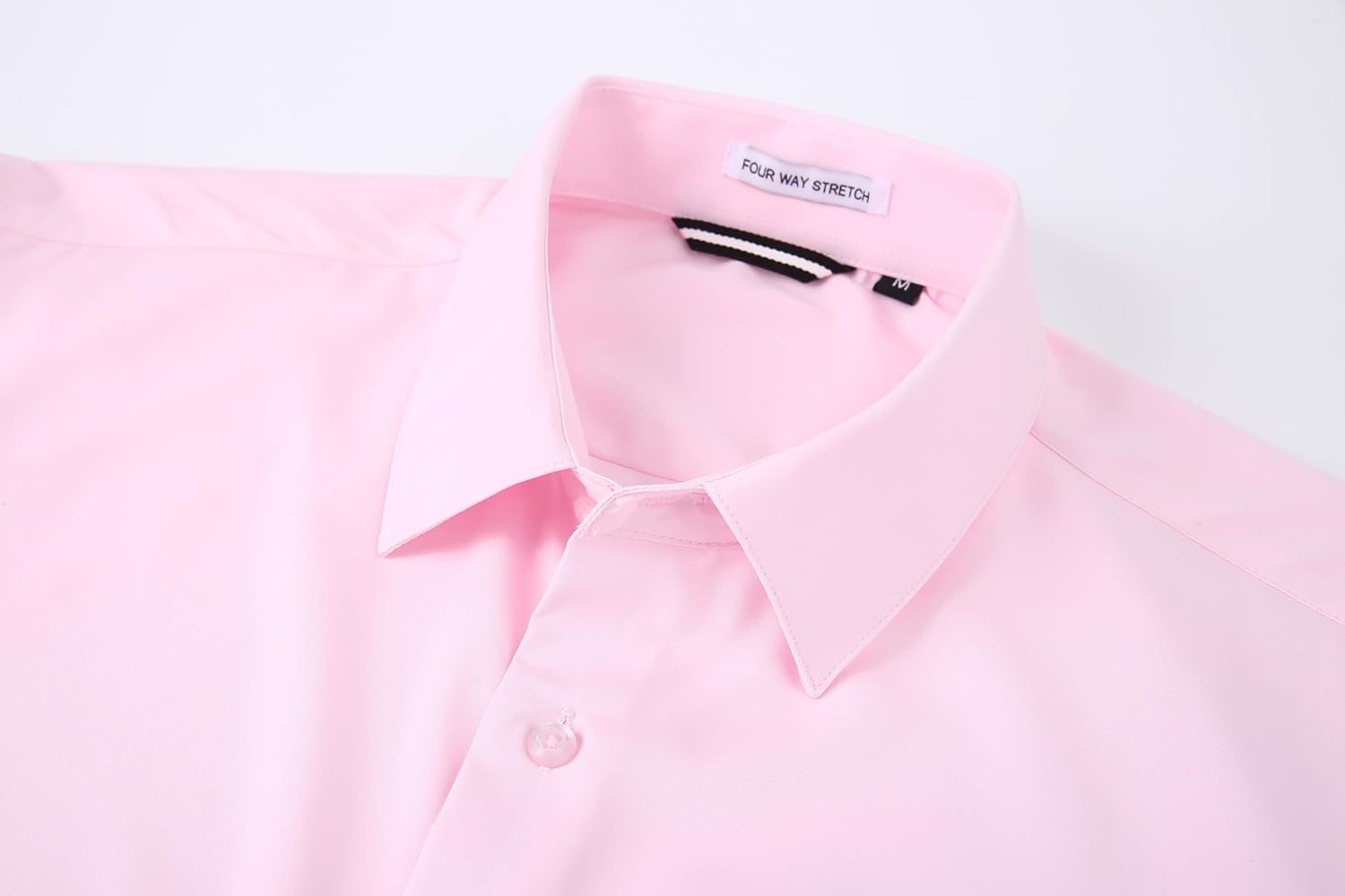 Alex Vando Mens Dress Shirts 4-Way Stretch Wrinkle Free Regular Fit Short Sleeve Men Button Down Shirt