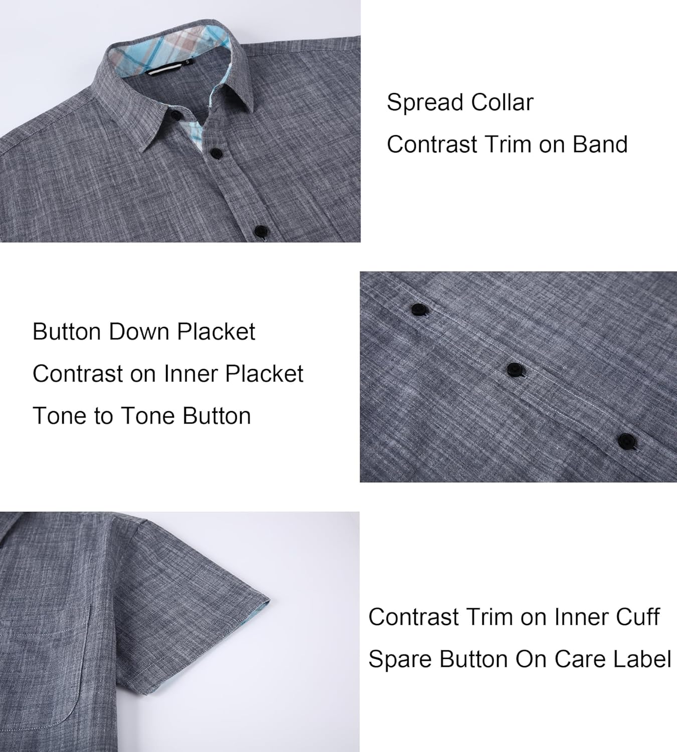 Alex Vando Mens Dress Shirts 4-Way Stretch Wrinkle Free Regular Fit Short Sleeve Men Button Down Shirt