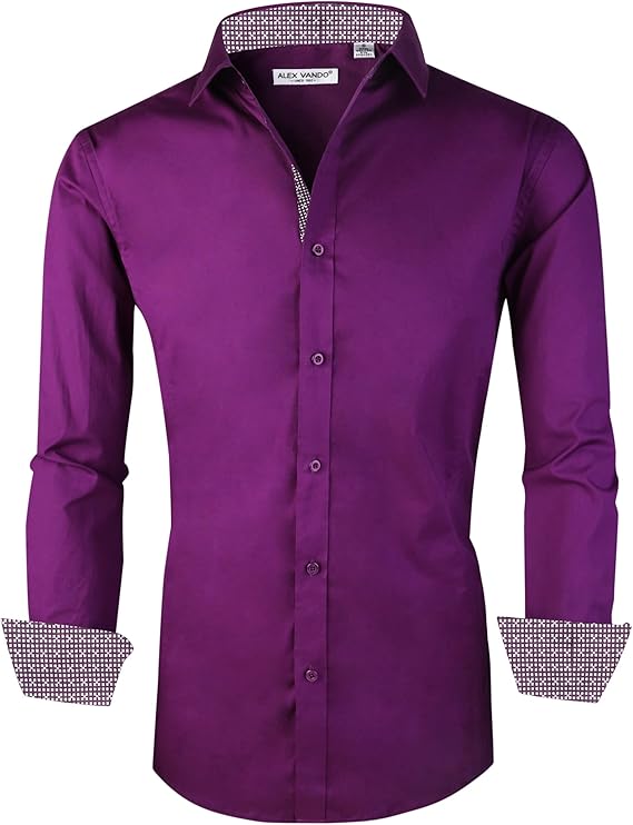 Alex Vando  Sleeve Stretch Business Dress Shirts for Men