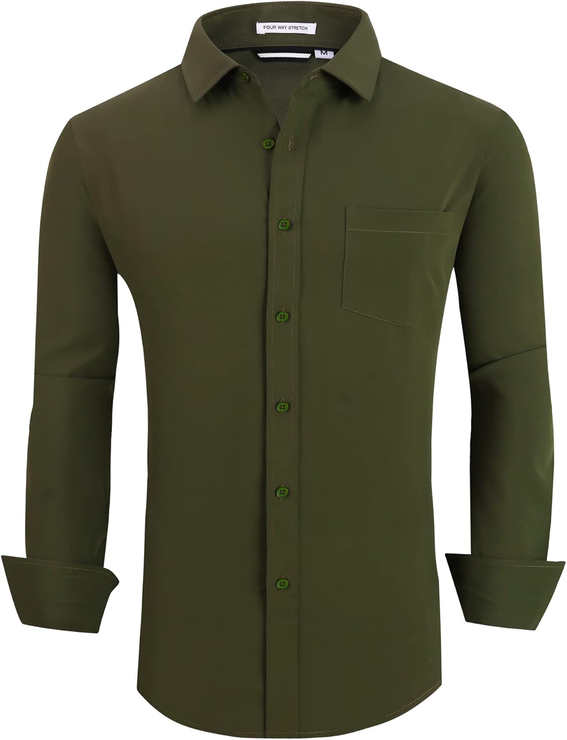 Alex Vando Mens Dress Shirt Wrinkle Free Regular Fit 4-Way Stretch Button Down Shirts