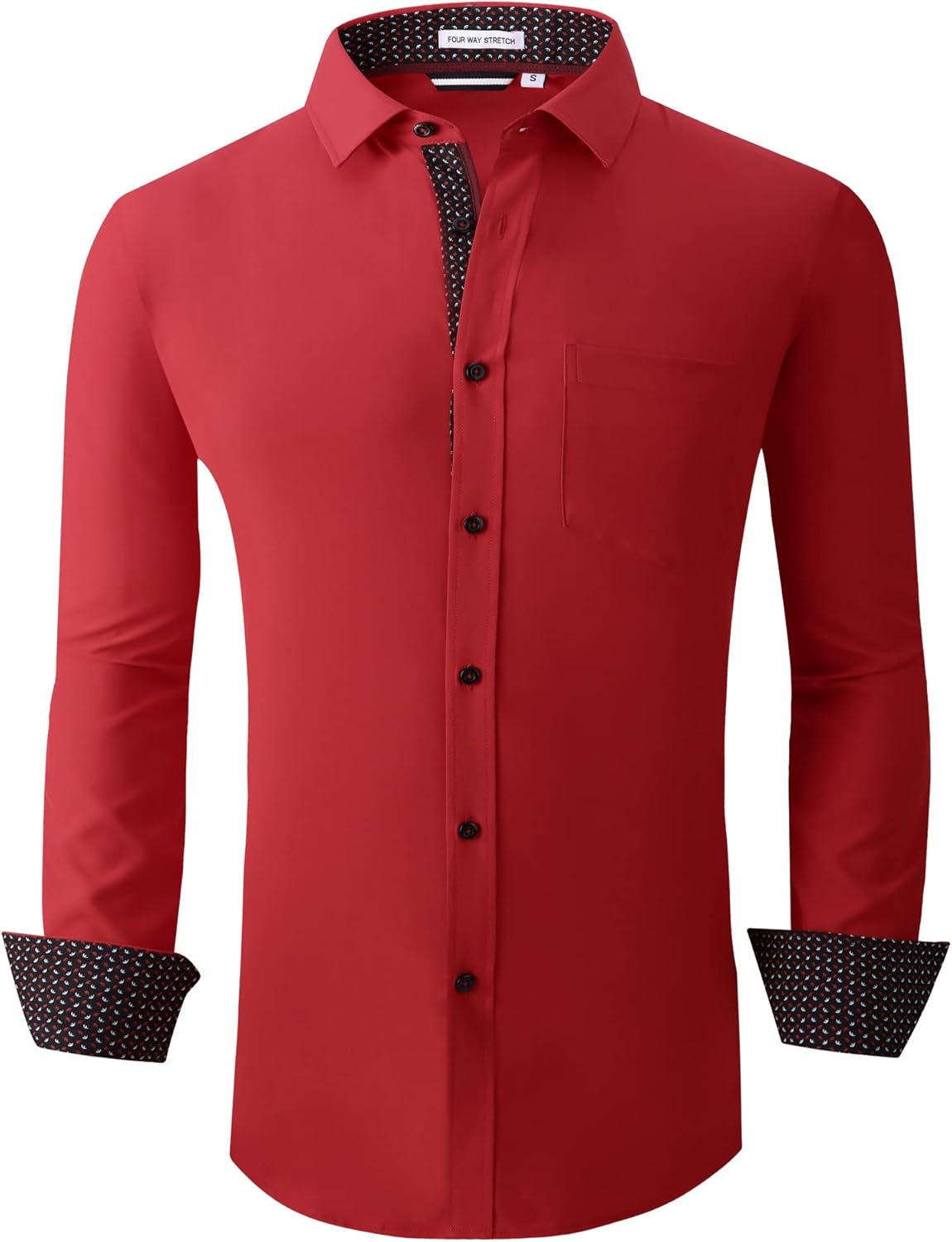 Alex Vando Mens Dress Shirt Wrinkle Free Regular Fit 4-Way Stretch Button Down Shirts