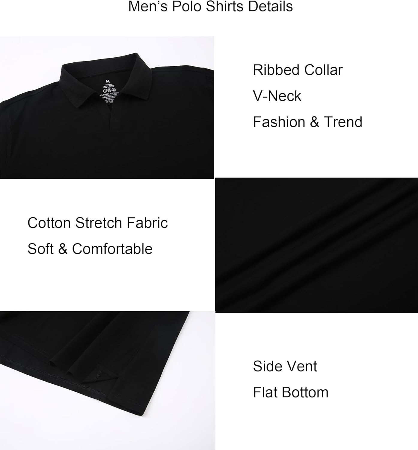 Alex Vando Mens Cotton Polo Shirts V-Neck Short Sleeve Casual Shirts for Men