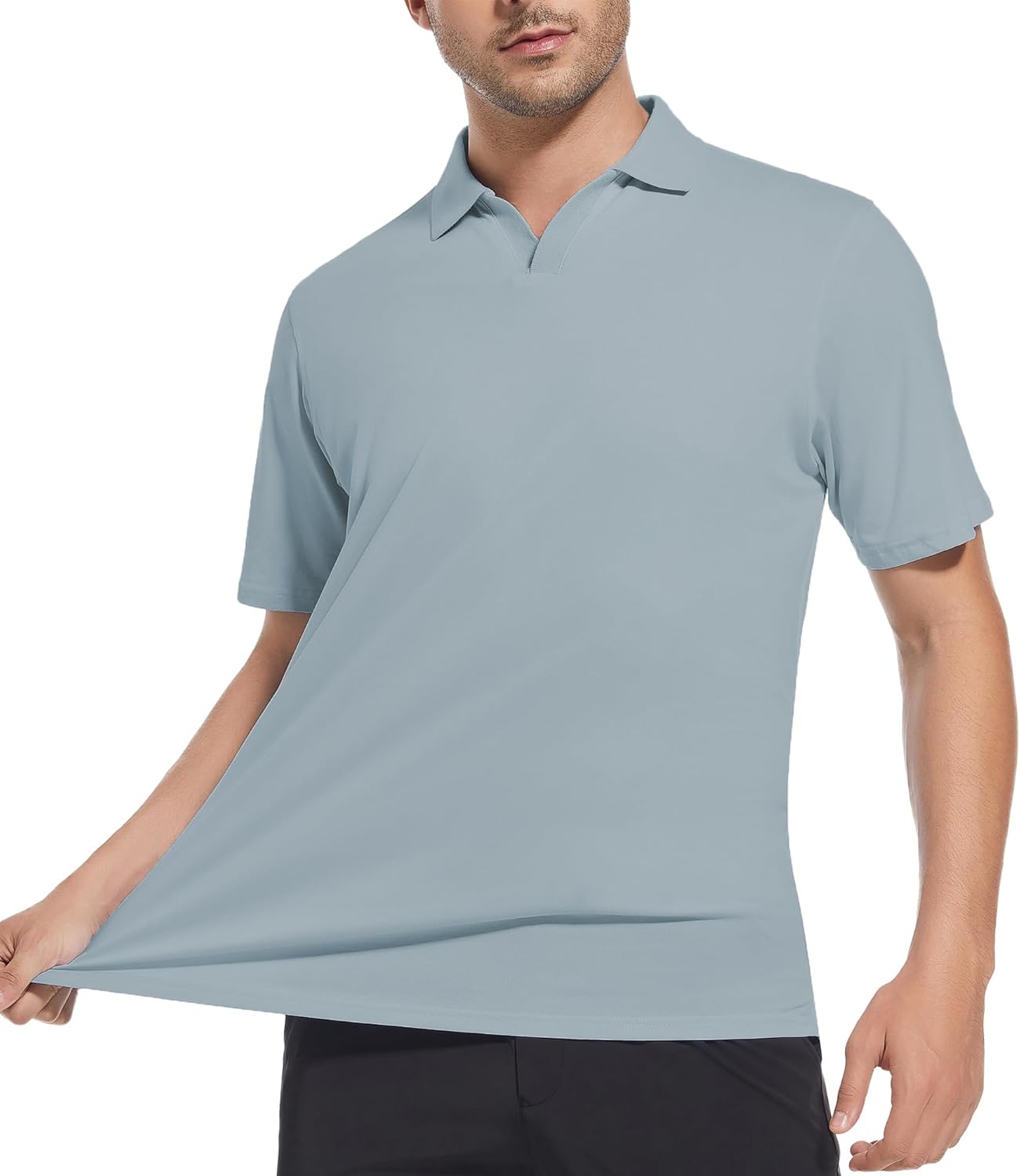 Alex Vando Mens Cotton Polo Shirts V-Neck Short Sleeve Casual Shirts for Men
