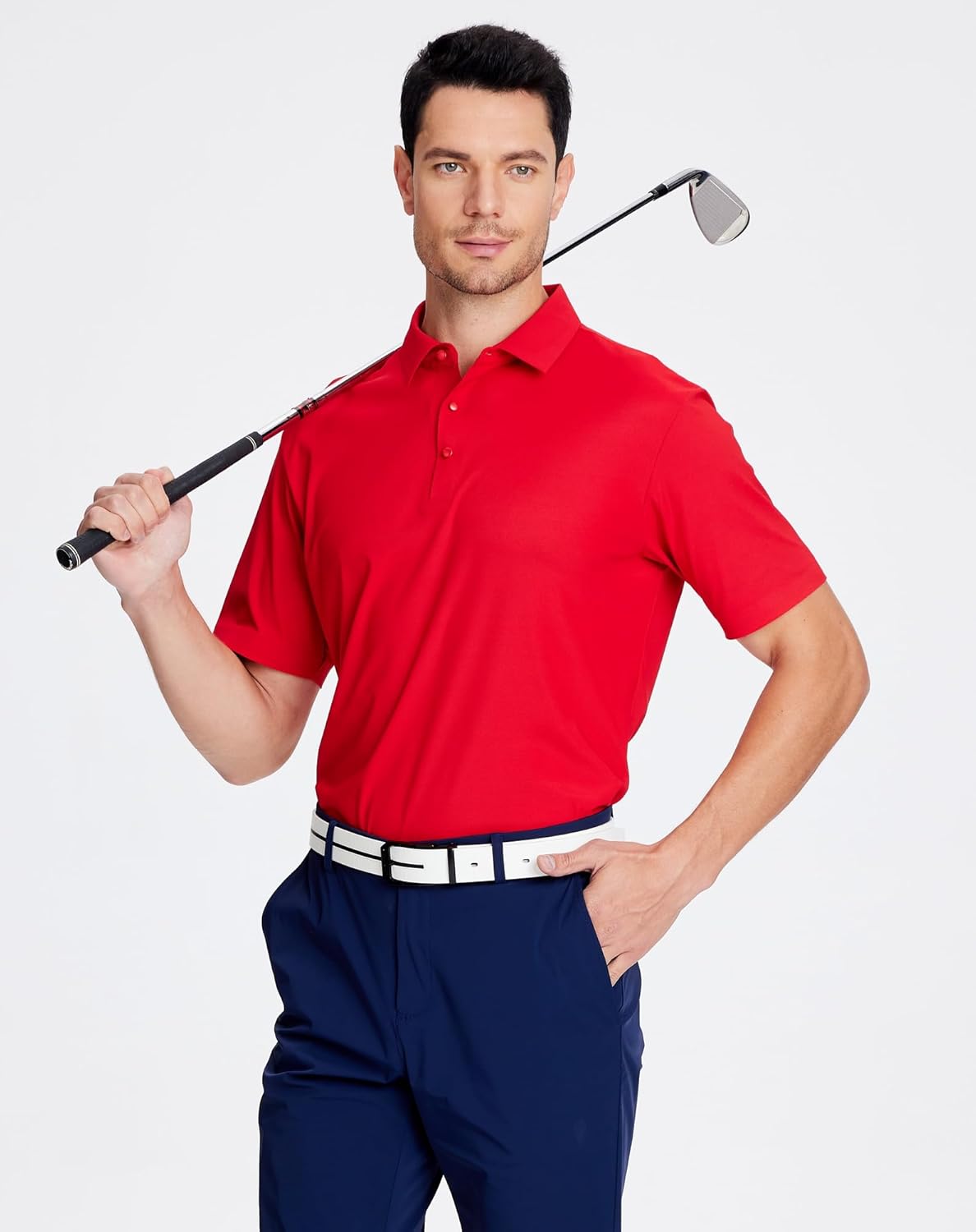 Alex Vando Mens Seamless Golf Shirt Moisture Wicking Quick-Dry Tailored Fit Polo Shirts