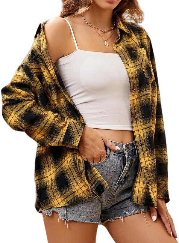 Alex Vando Womens Flannel Shirt Regular Long Sleeve Button Down Flannel Shirts for Women