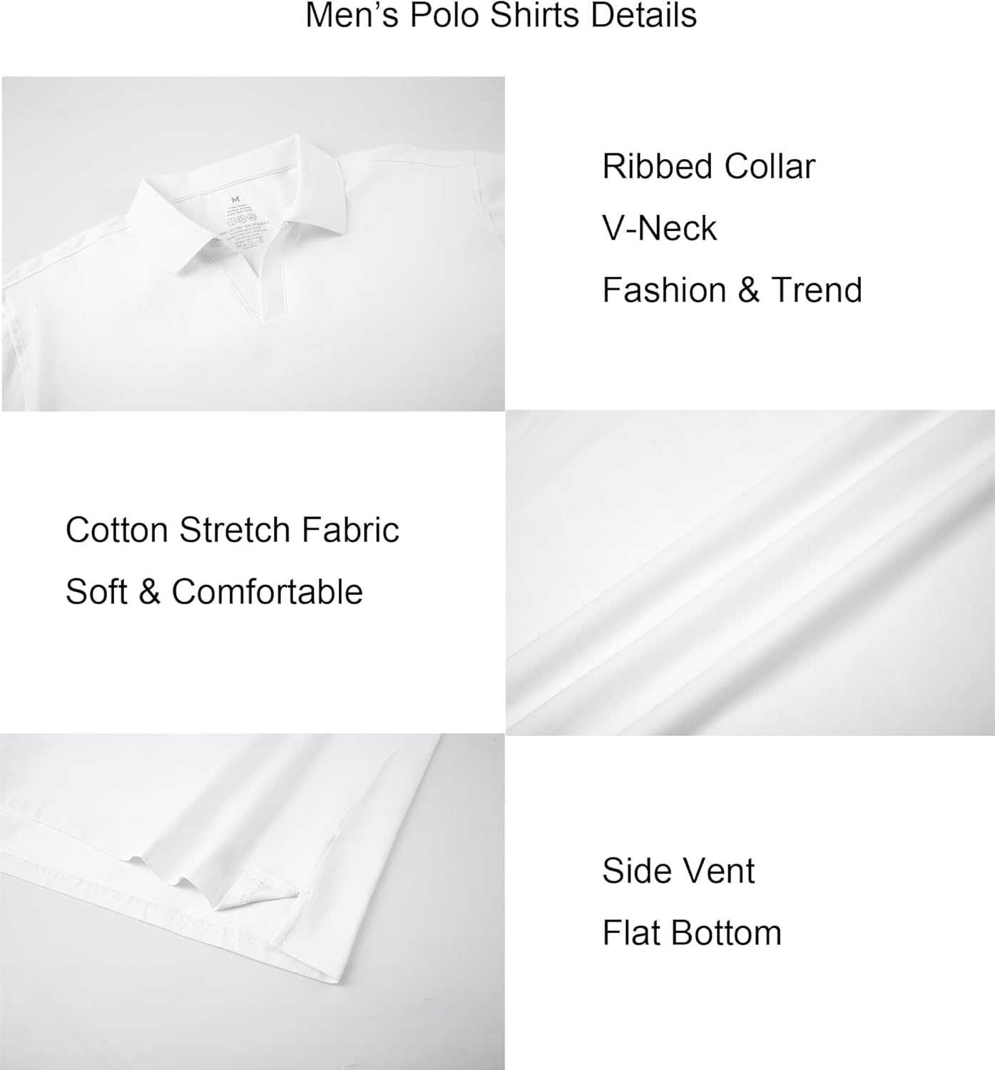 Alex Vando Mens Cotton Polo Shirts V-Neck Short Sleeve Casual Shirts for Men