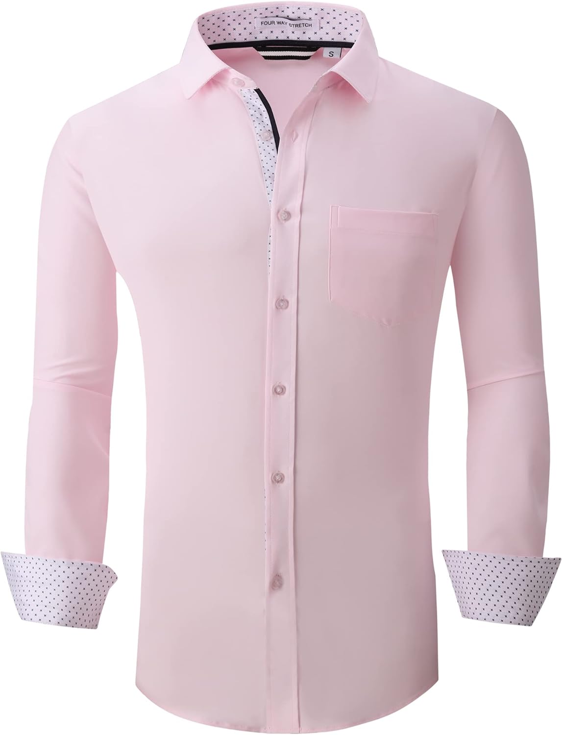 Alex Vando Mens Dress Shirt Wrinkle Free Regular Fit 4-Way Stretch Button Down Shirts