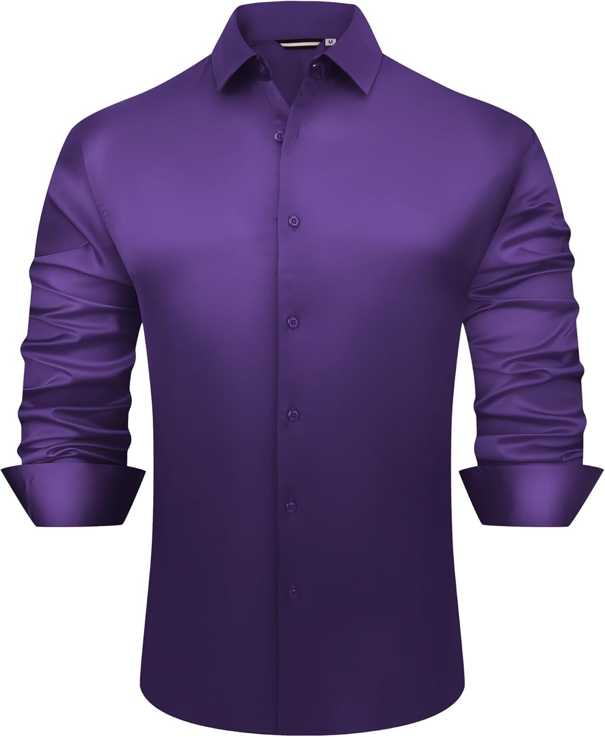 Alex Vando Mens Luxury Satin Dress Shirt Long Sleeve Silk Shiny Sateen Party Shirt