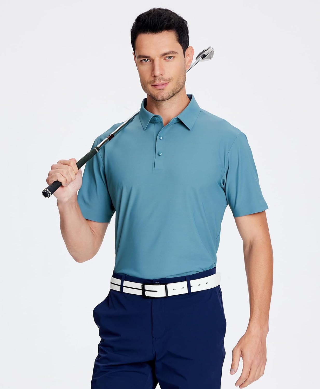 Alex Vando Mens Seamless Golf Shirt Moisture Wicking Quick-Dry Tailored Fit Polo Shirts