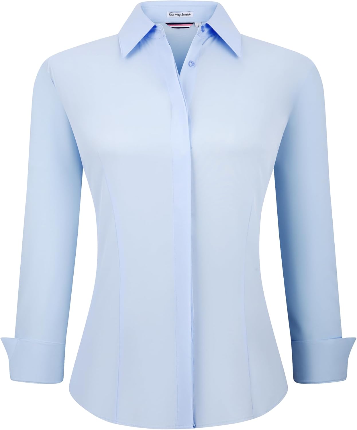 Alex Vando Womens Dress Shirts Wrinkle Free Regular Fit Long Sleeve Stretch Work Shirt