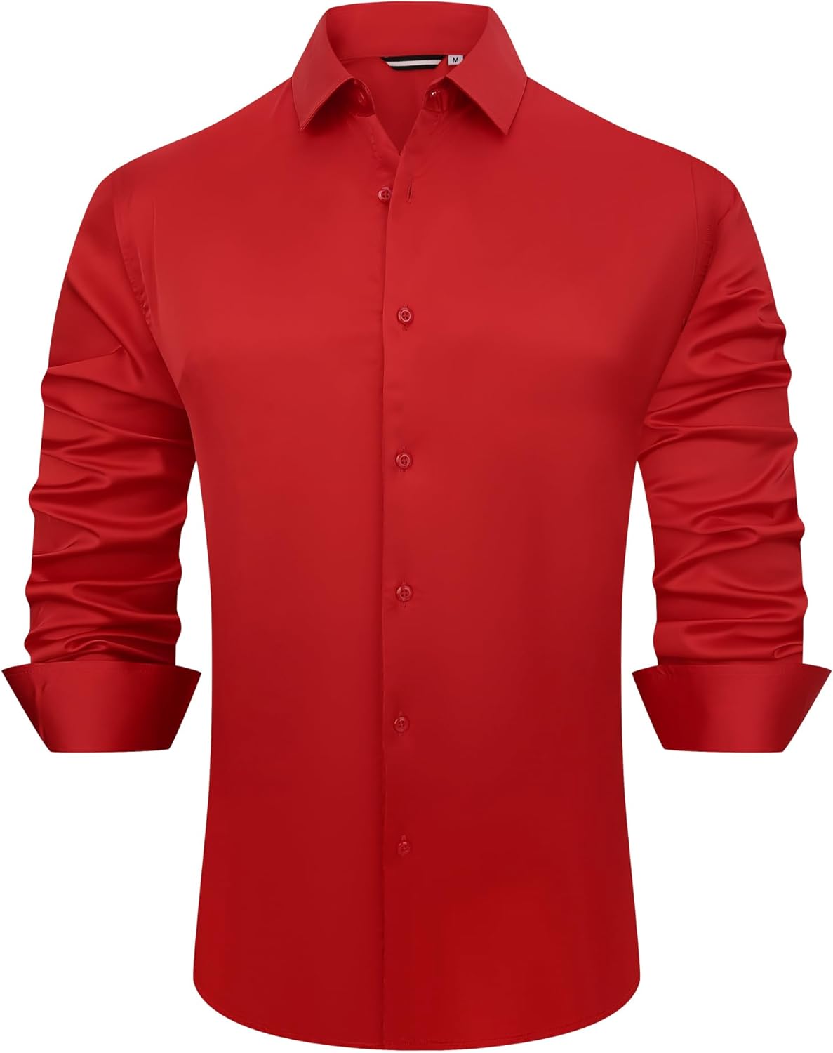 Alex Vando Mens Luxury Satin Dress Shirt Long Sleeve Silk Shiny Sateen Party Shirt