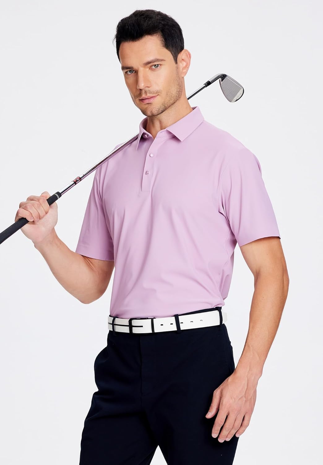 Alex Vando Mens Seamless Golf Shirt Moisture Wicking Quick-Dry Tailored Fit Polo Shirts