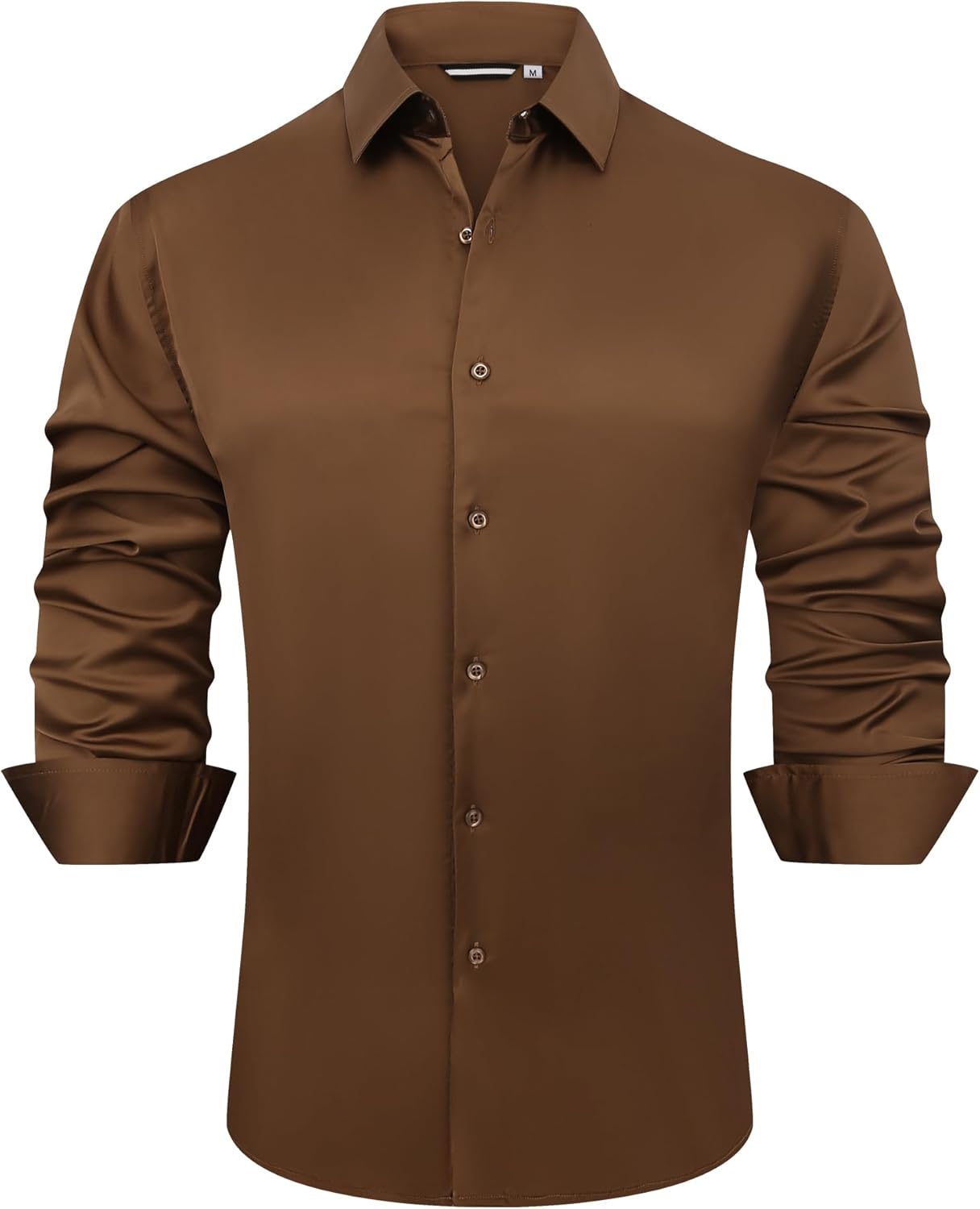 Alex Vando Mens Luxury Satin Dress Shirt Long Sleeve Silk Shiny Sateen Party Shirt