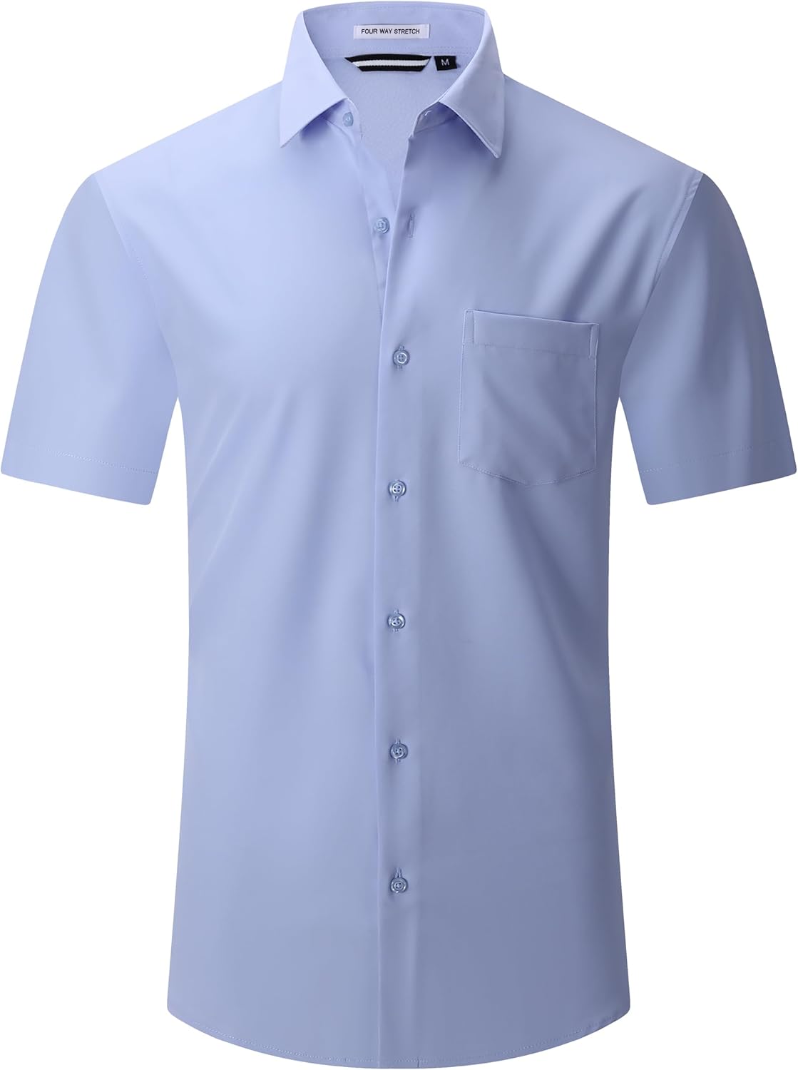 Alex Vando Mens Dress Shirts 4-Way Stretch Wrinkle Free Regular Fit Short Sleeve Men Button Down Shirt