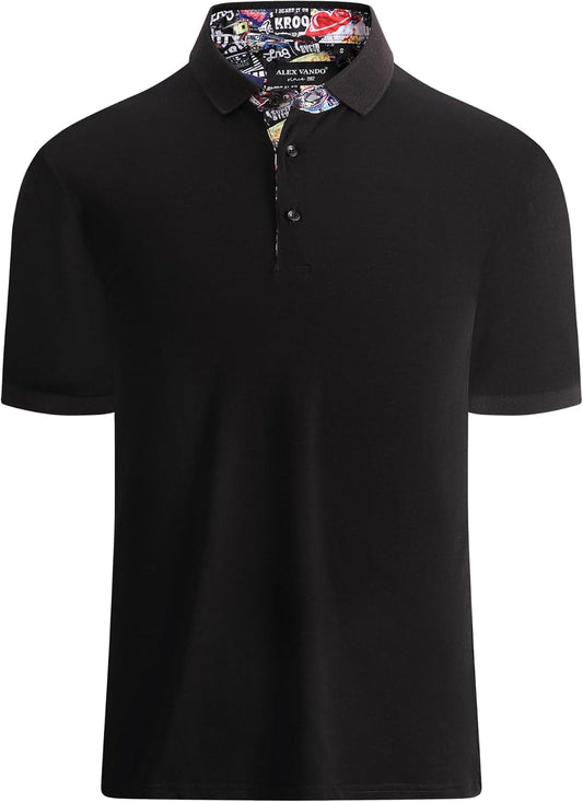 Alex Vando Mens Polo Shirts Short Sleeve Regular Fit Fashion Designed Shirt