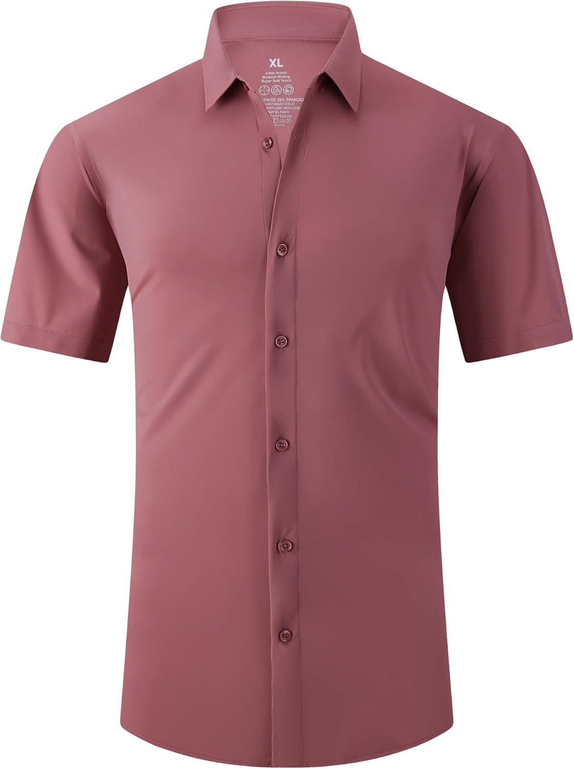 Alex Vando Mens Knitted Dress Shirts 8-Way Stretch Easy Care Solid Short Sleeve Shirt for Men