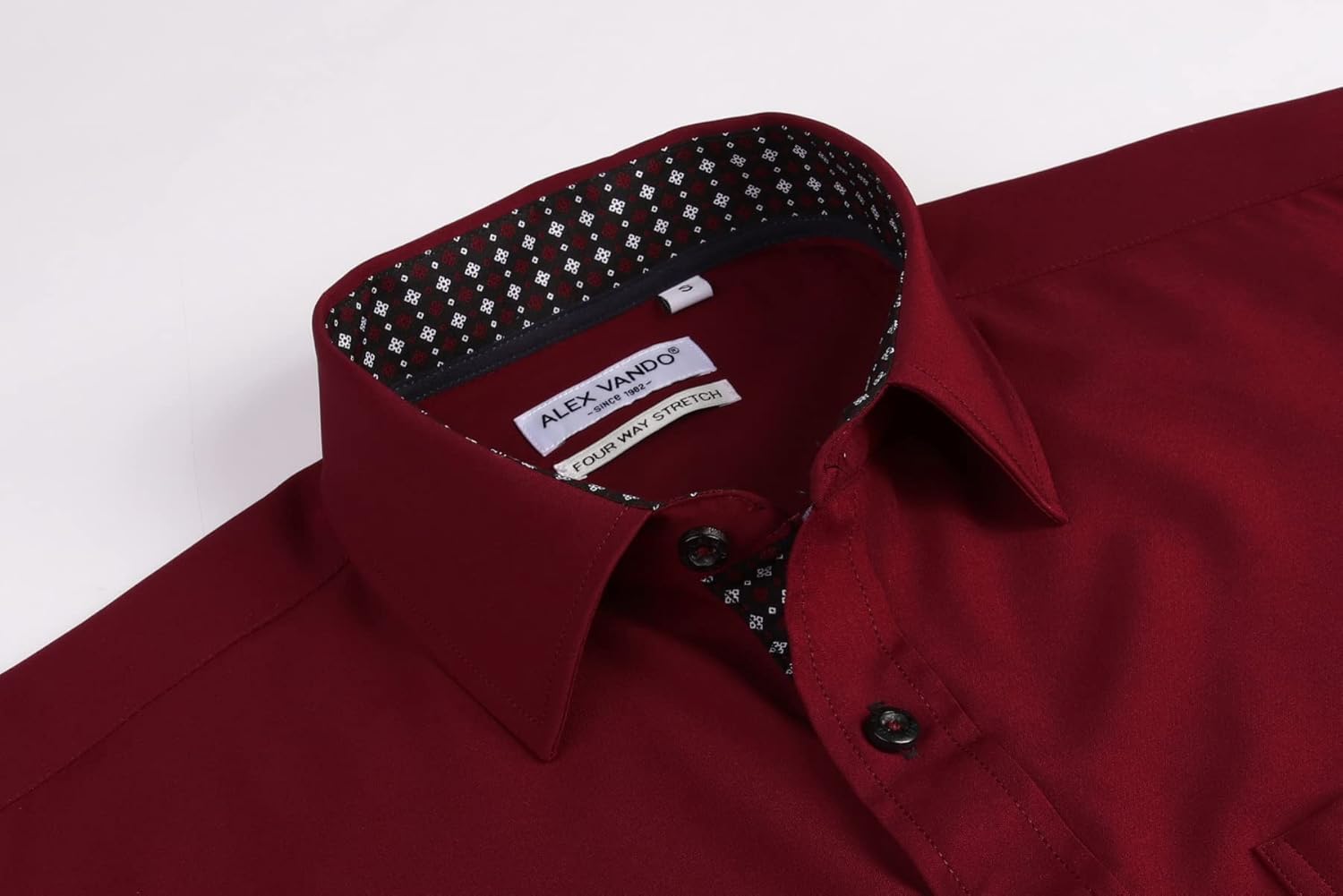 Alex Vando Mens Dress Shirt Wrinkle Free Regular Fit 4-Way Stretch Button Down Shirts