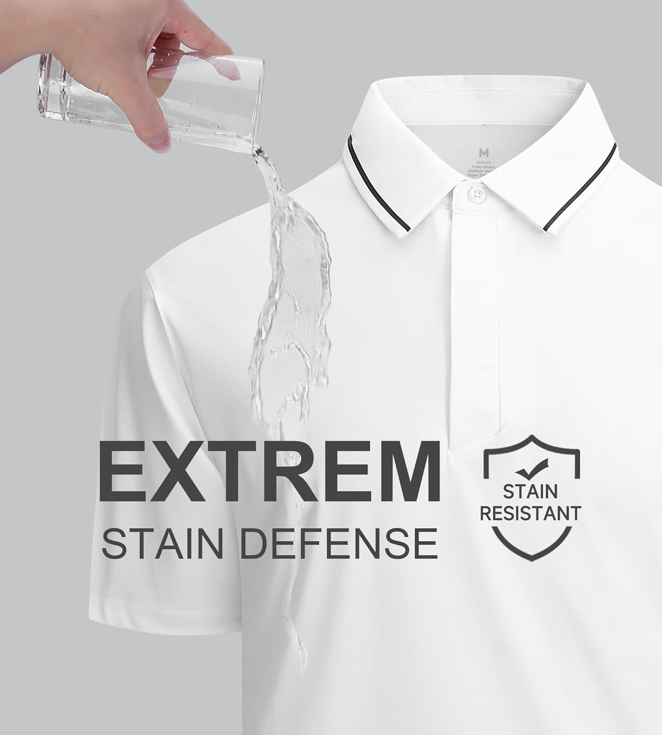 Alex Vando Mens Stain Resistant Polo Shirt Short Sleeve Soild Stretch Performance Work Polo Shirts for Men