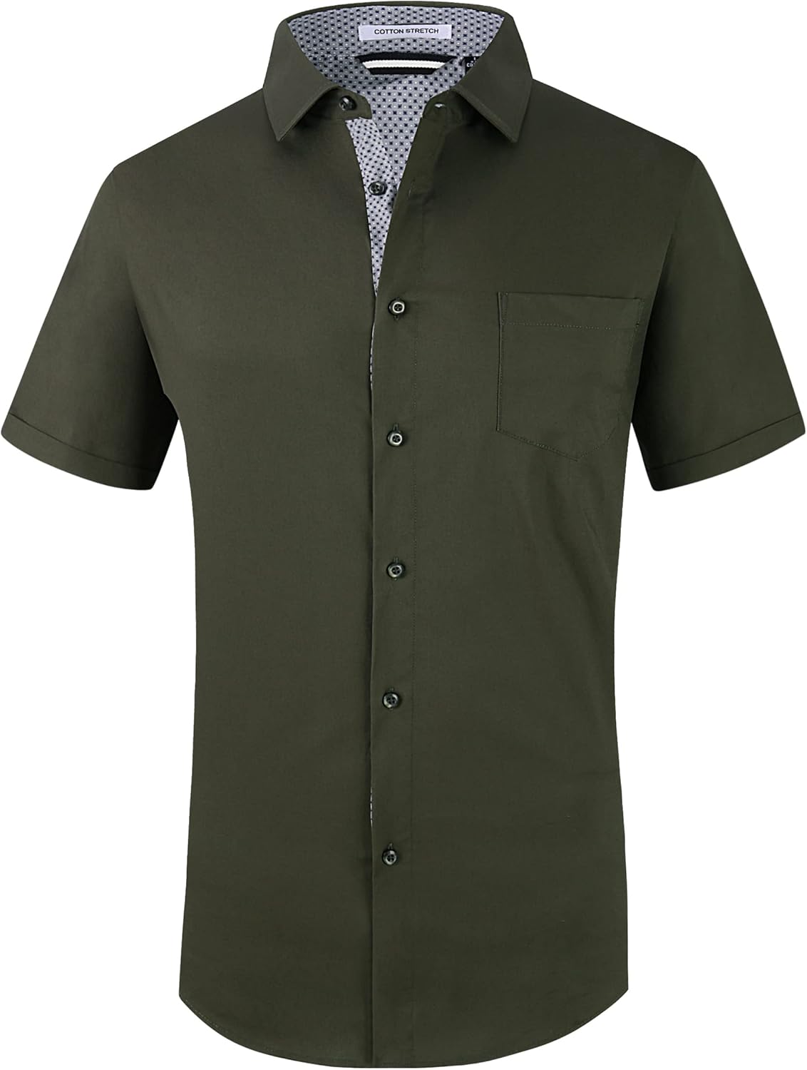 Alex Vando Mens Dress Shirts 4-Way Stretch Wrinkle Free Regular Fit Short Sleeve Men Button Down Shirt