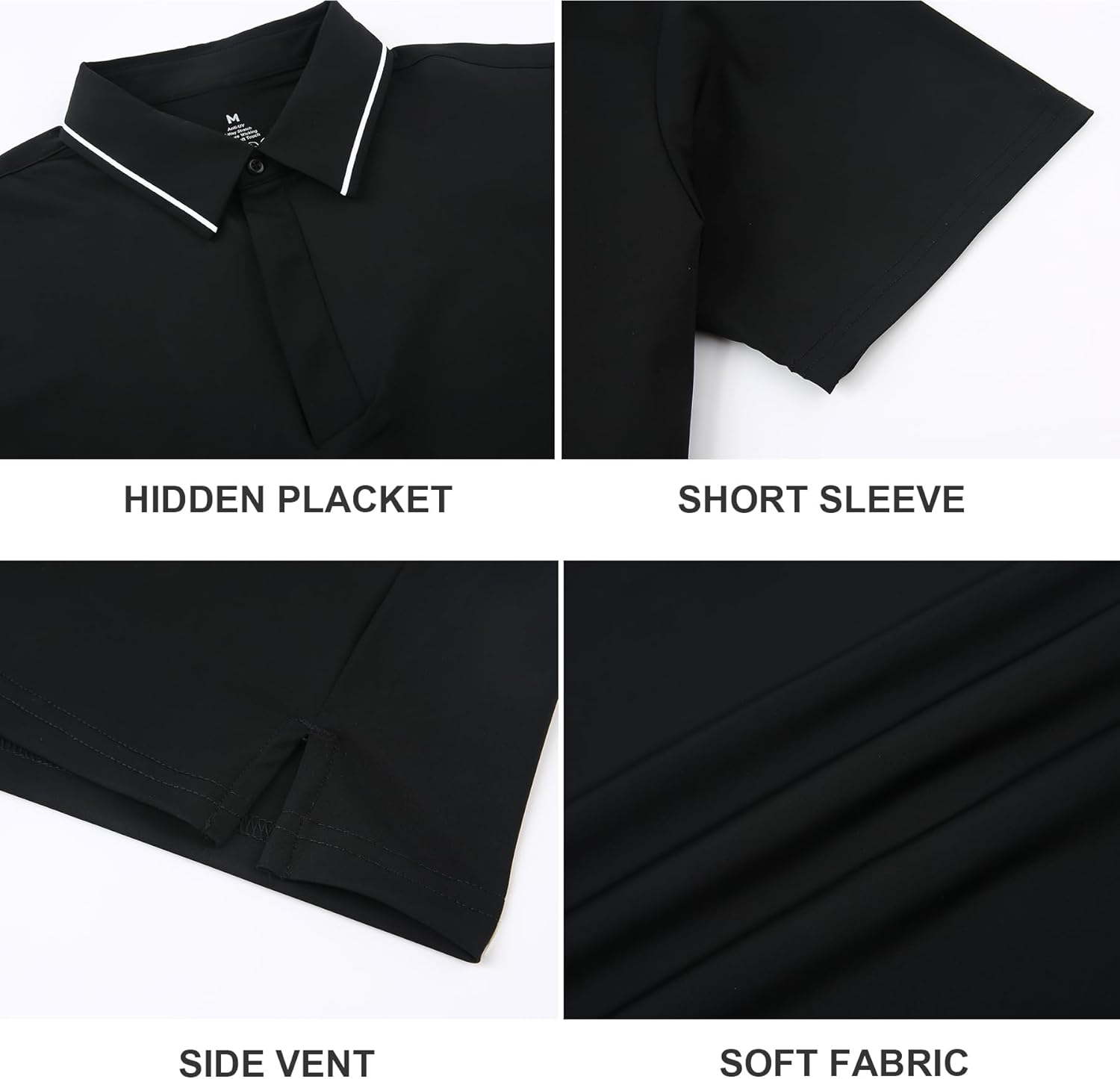 Alex Vando Mens Stain Resistant Polo Shirt Short Sleeve Soild Stretch Performance Work Polo Shirts for Men