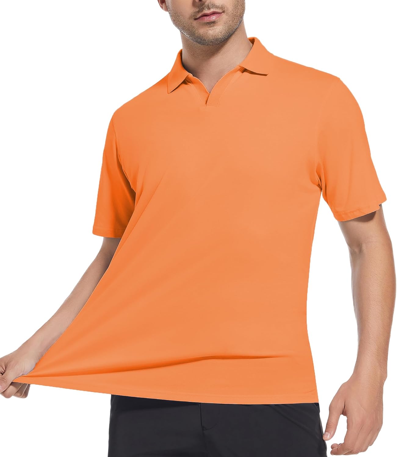 Alex Vando Mens Cotton Polo Shirts V-Neck Short Sleeve Casual Shirts for Men