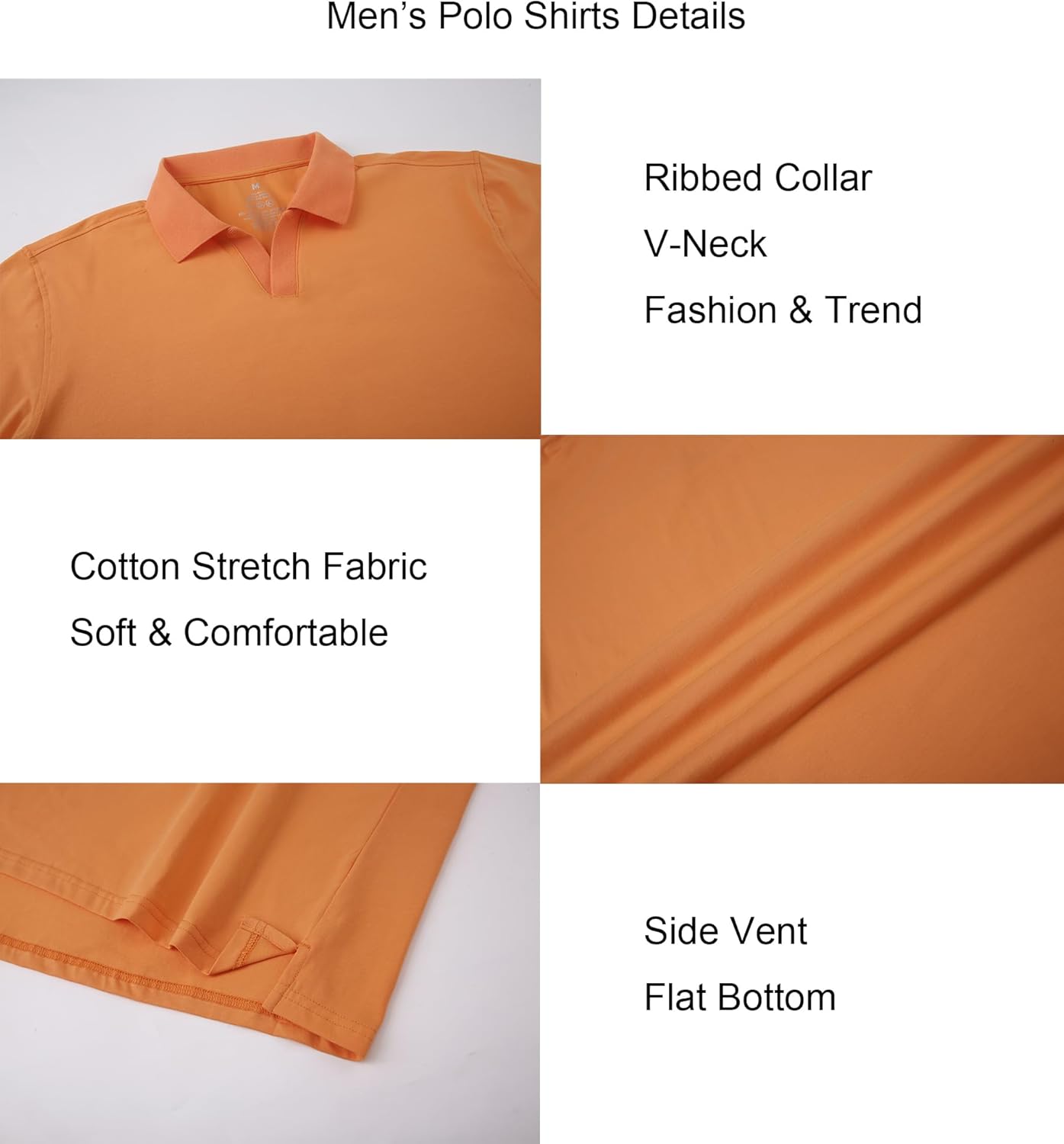 Alex Vando Mens Cotton Polo Shirts V-Neck Short Sleeve Casual Shirts for Men