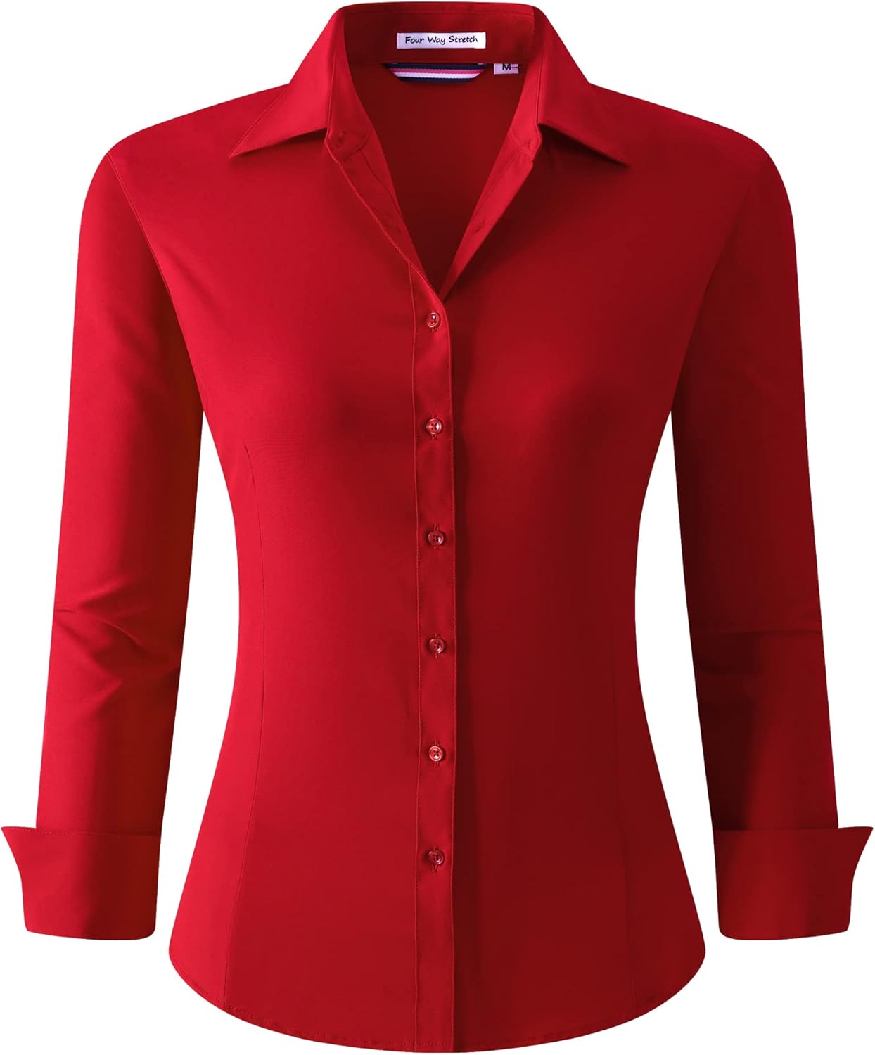 Alex Vando Womens Dress Shirts Wrinkle Free Regular Fit Long Sleeve Stretch Work Shirt