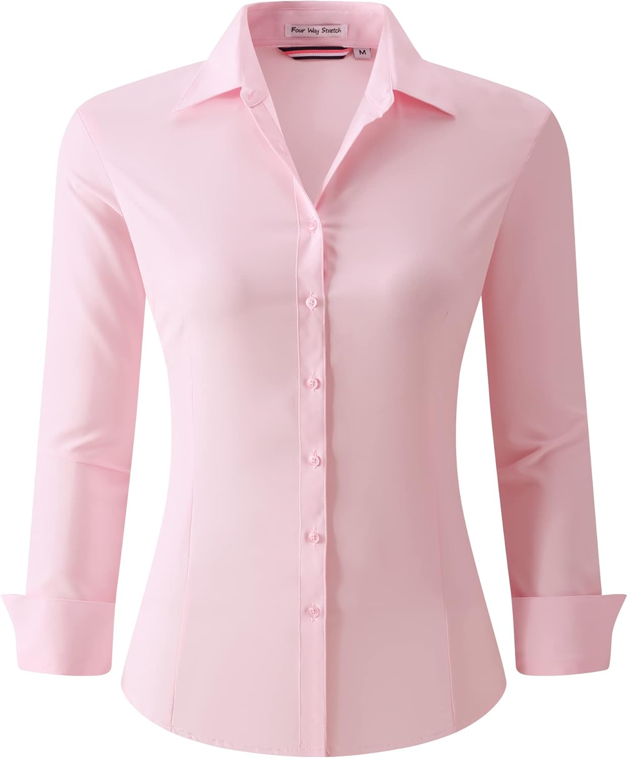 Alex Vando Womens Dress Shirts Wrinkle Free Regular Fit Long Sleeve Stretch Work Shirt