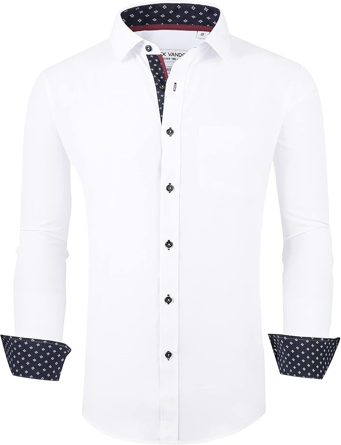 Alex Vando Mens Dress Shirt Wrinkle Free Regular Fit 4-Way Stretch Button Down Shirts