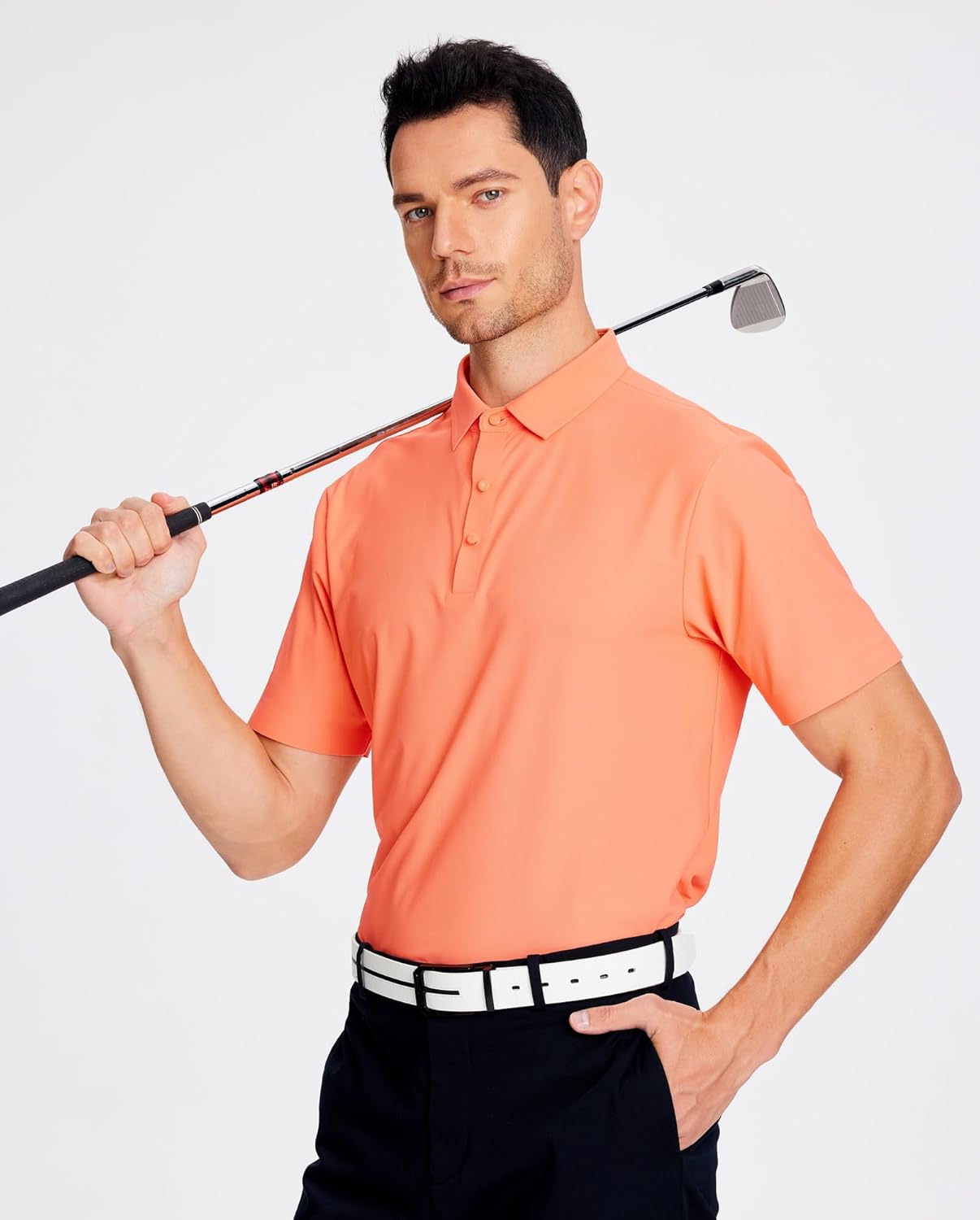 Alex Vando Mens Seamless Golf Shirt Moisture Wicking Quick-Dry Tailored Fit Polo Shirts