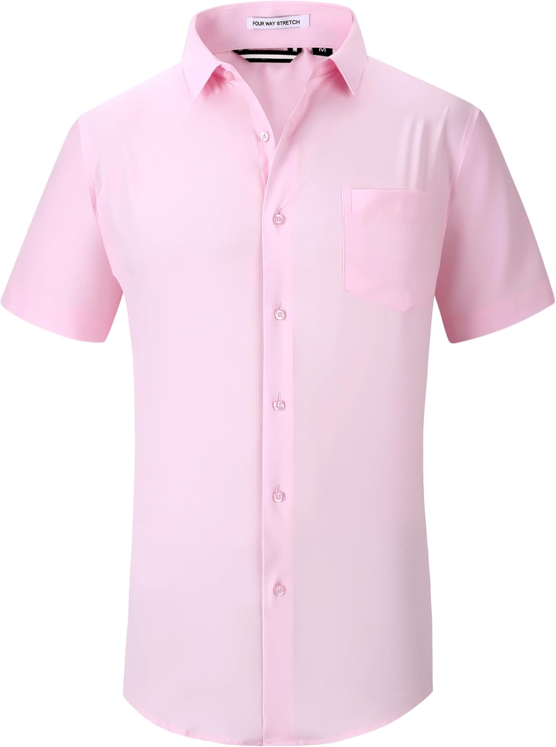 Alex Vando Mens Dress Shirts 4-Way Stretch Wrinkle Free Regular Fit Short Sleeve Men Button Down Shirt