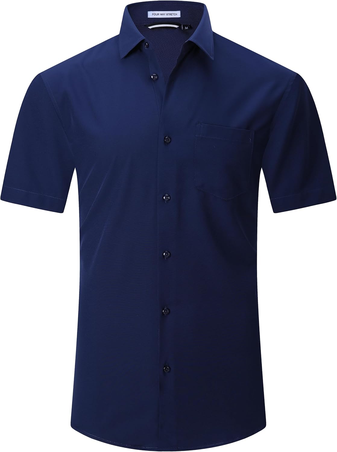 Alex Vando Mens Dress Shirts 4-Way Stretch Wrinkle Free Regular Fit Short Sleeve Men Button Down Shirt