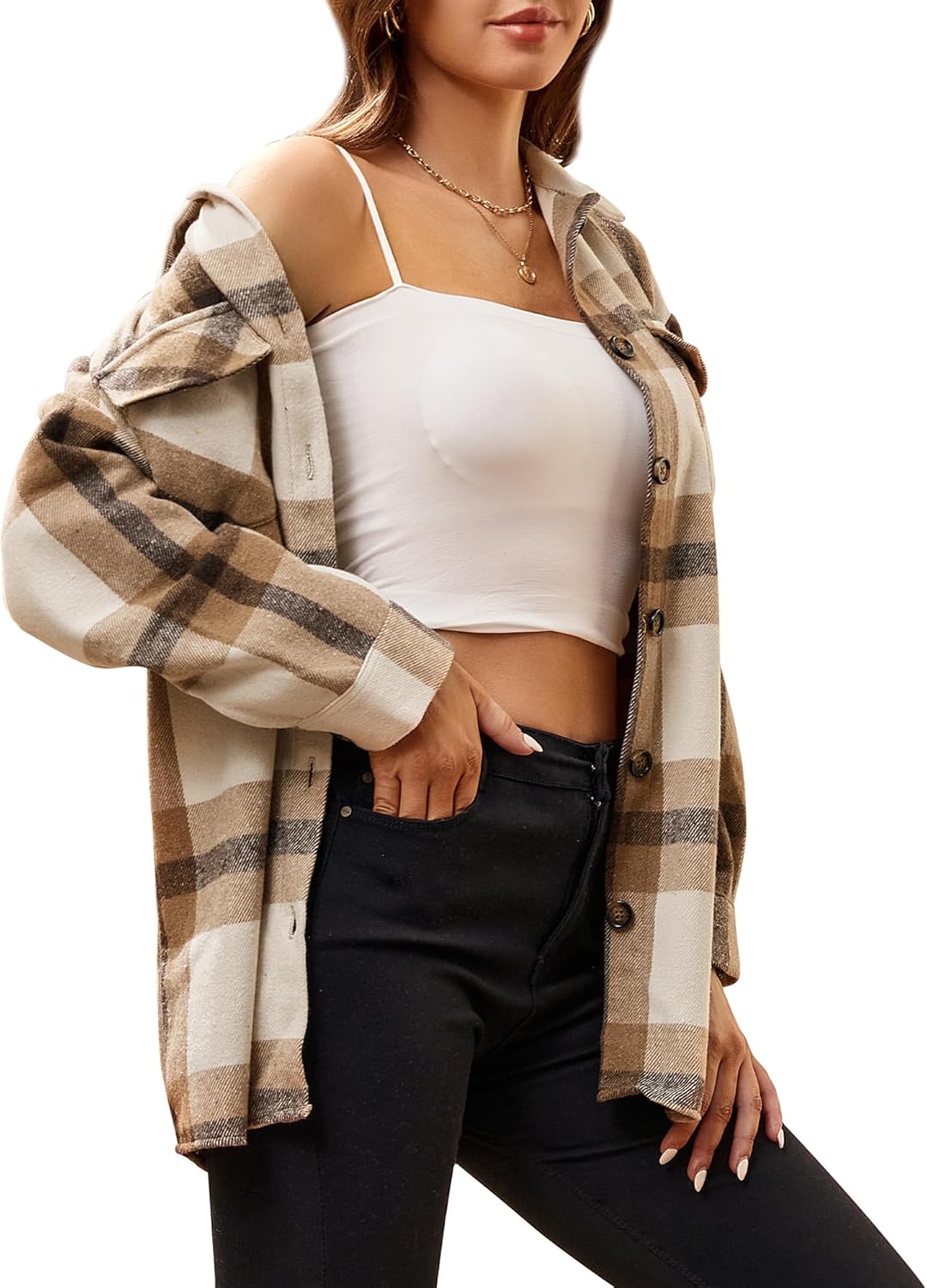 Alex Vando Womens Flannel Shirt Regular Long Sleeve Button Down Flannel Shirts for Women