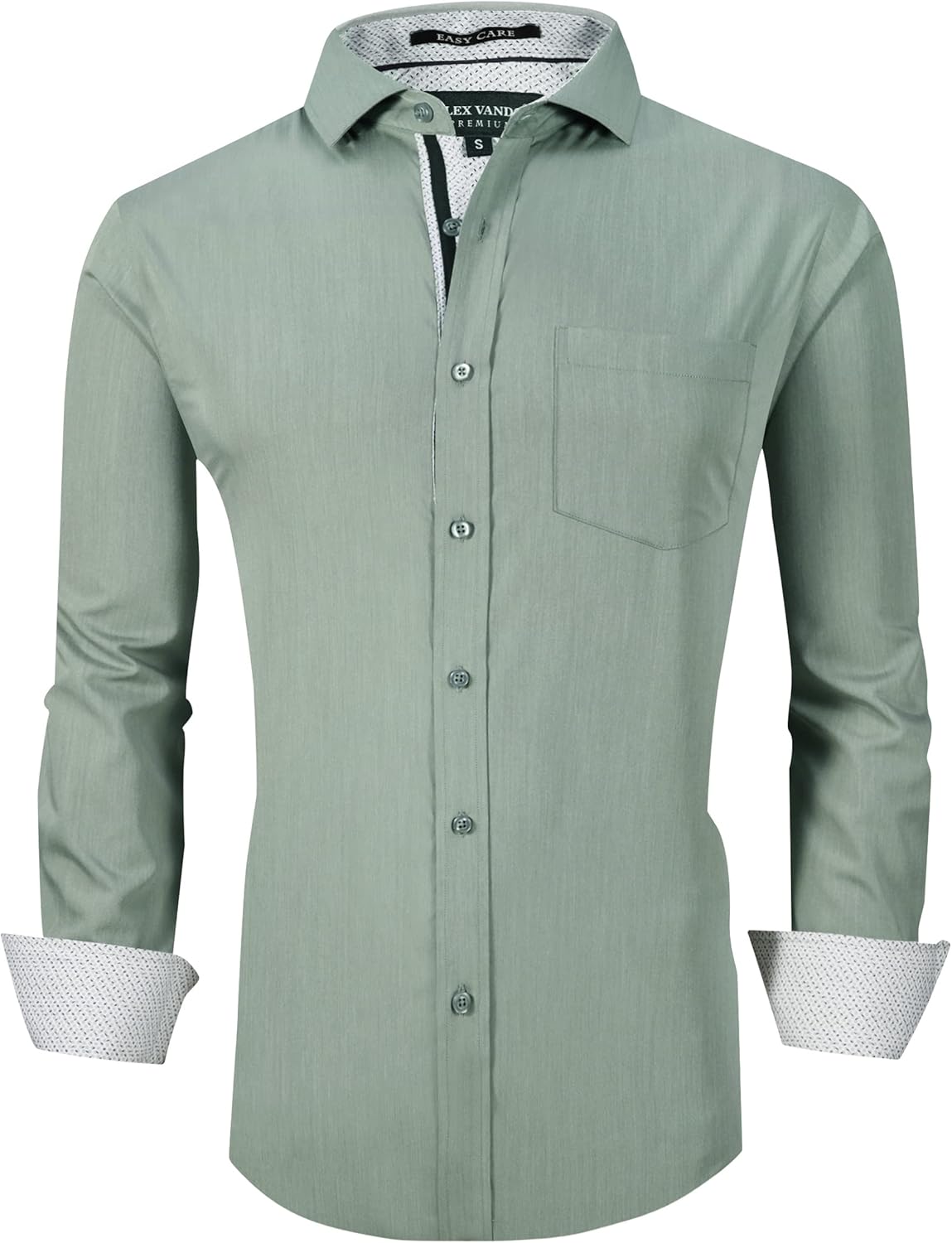 Alex Vando Mens Dress Shirts Wrinkle Free Regular Fit Stretch Rayon Bamboo Button Down Shirt