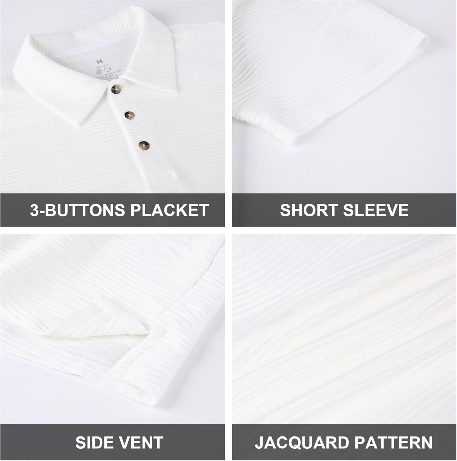 Alex Vando Mens Jacquard Kint Polo Shirts Short Sleeve Vintage Regular Fit Texture Knitted Polo Shirts with Collar