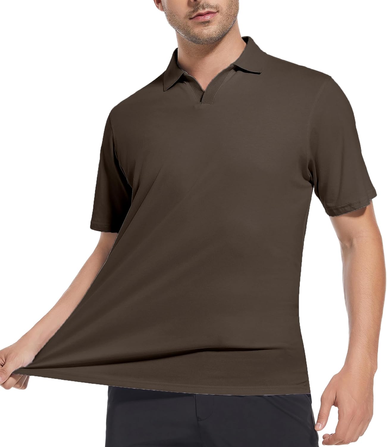 Alex Vando Mens Cotton Polo Shirts V-Neck Short Sleeve Casual Shirts for Men