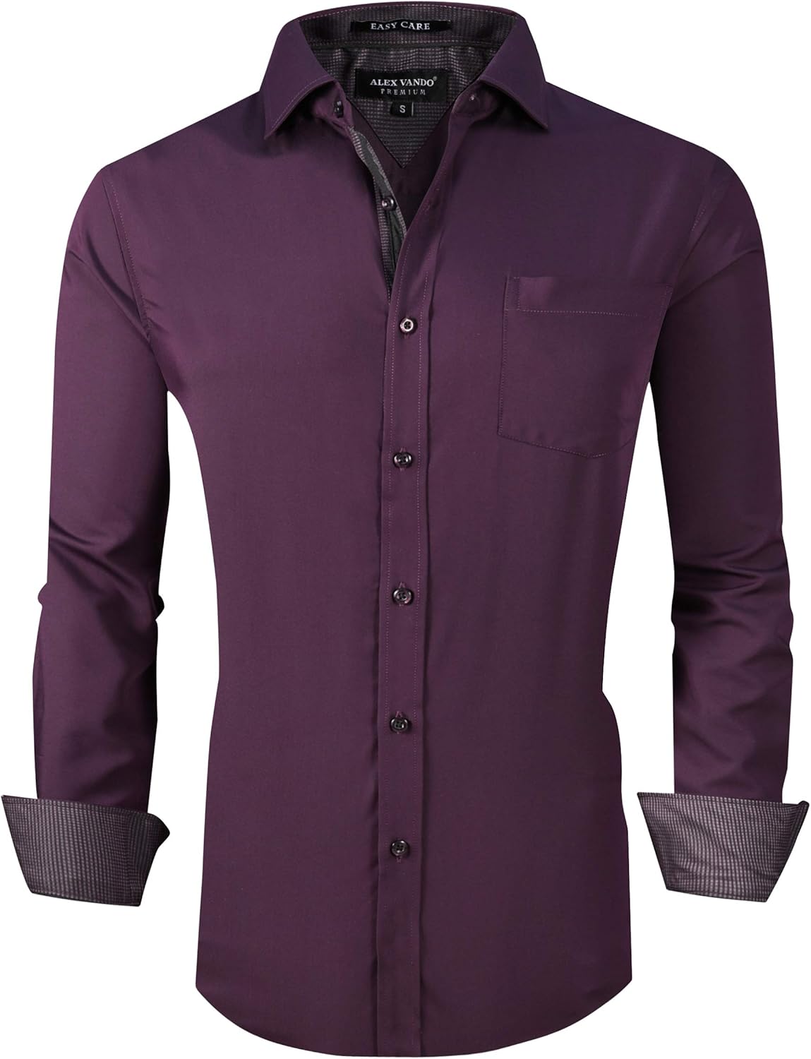 Alex Vando Mens Dress Shirts Wrinkle Free Regular Fit Stretch Rayon Bamboo Button Down Shirt