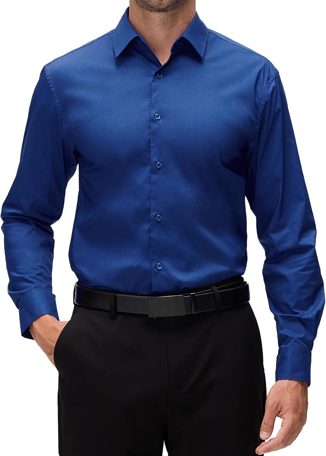 Alex Vando Mens Dress Shirt Wrinkle Free Regular Fit 4-Way Stretch Button Down Shirts