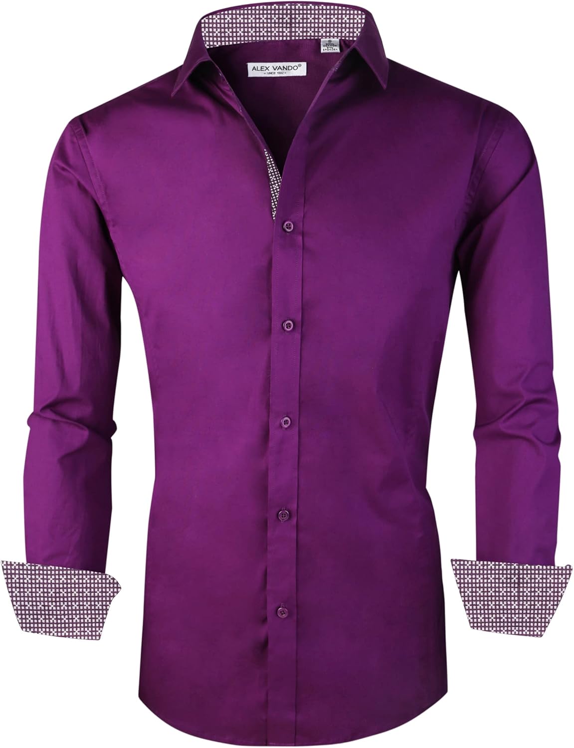 Alex Vando  Sleeve Stretch Business Dress Shirts for Men