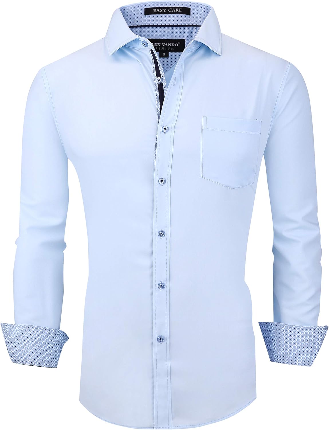 Alex Vando Mens Dress Shirts Wrinkle Free Regular Fit Stretch Rayon Bamboo Button Down Shirt