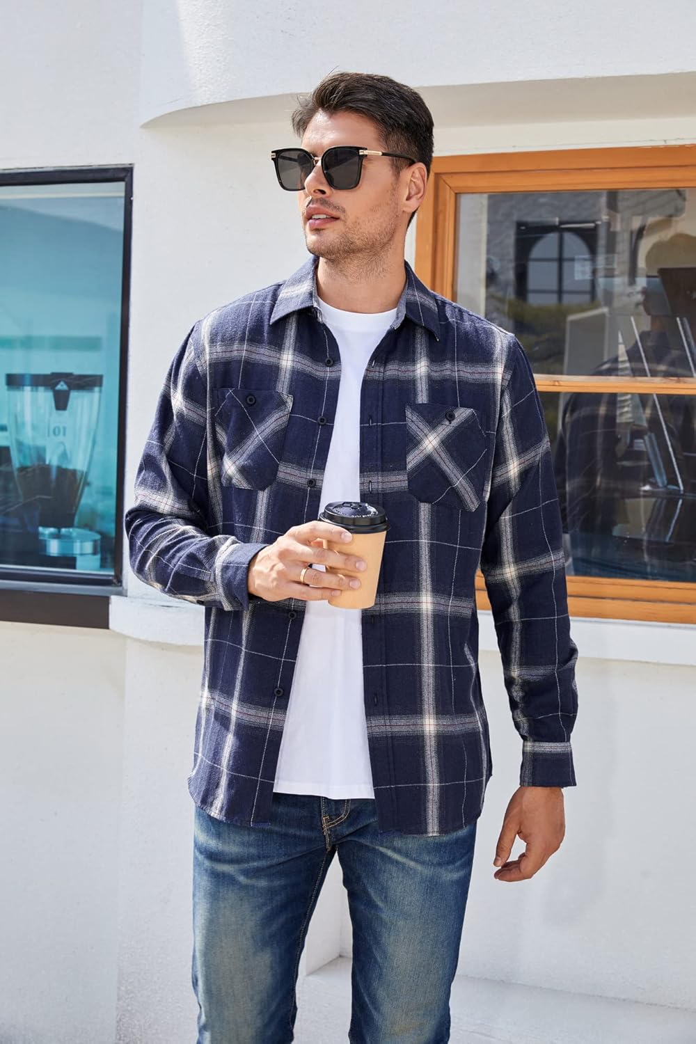 Alex Vando Mens Button Down Shirts Regular Fit Long Sleeve Casual Plaid Flannel Shirt