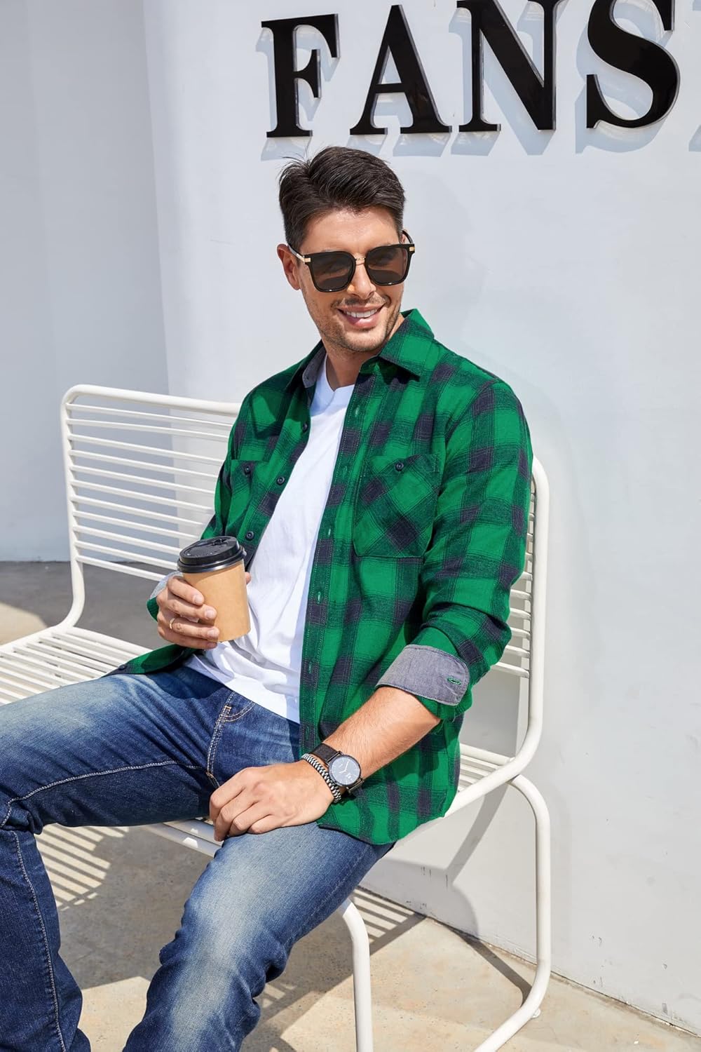 Alex Vando Mens Button Down Shirts Regular Fit Long Sleeve Casual Plaid Flannel Shirt