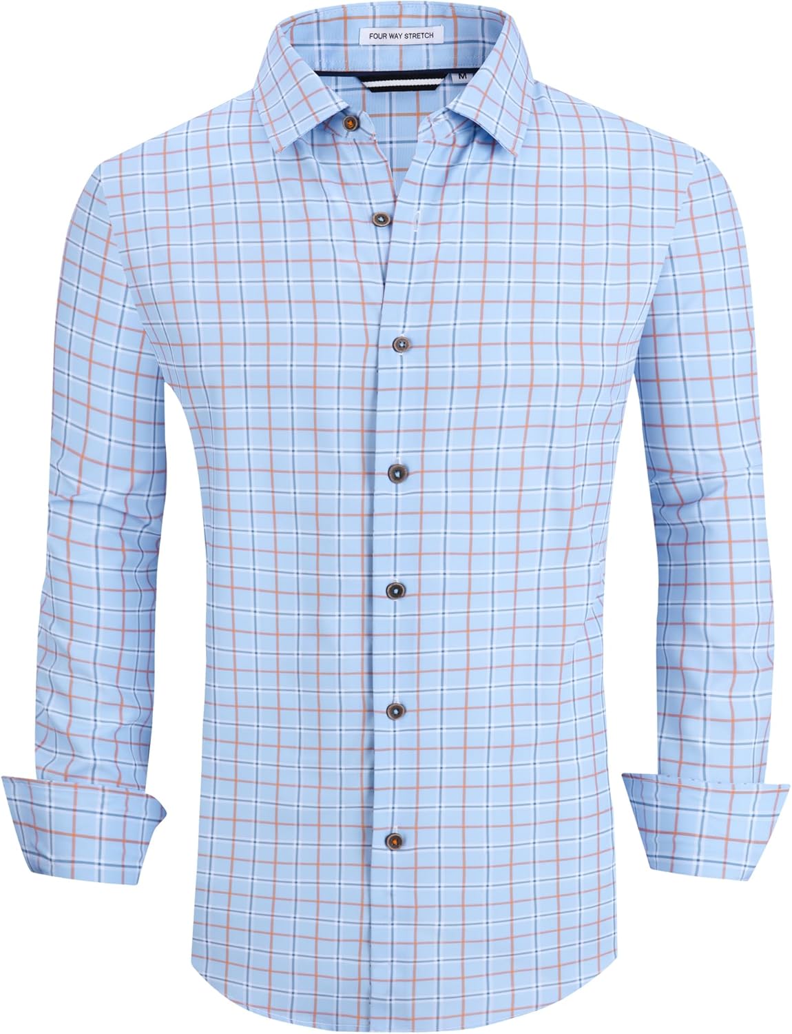 Alex Vando Mens Button Down Shirts Wrinkle Free 4-Way Stretch Print Business Casual Shirt